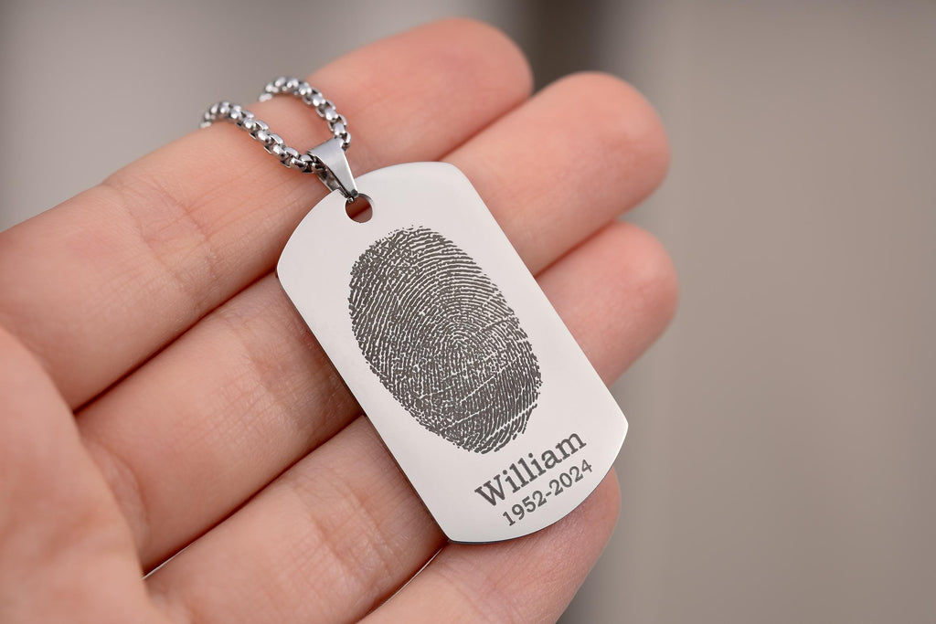Vyriškas rankraščio ir pirštų atspaudų atminimo vėrinys, personalizuotas suvenyras vyrams, Tėvo netekties pakabukas sūnui, liūdesio dovana, S-046