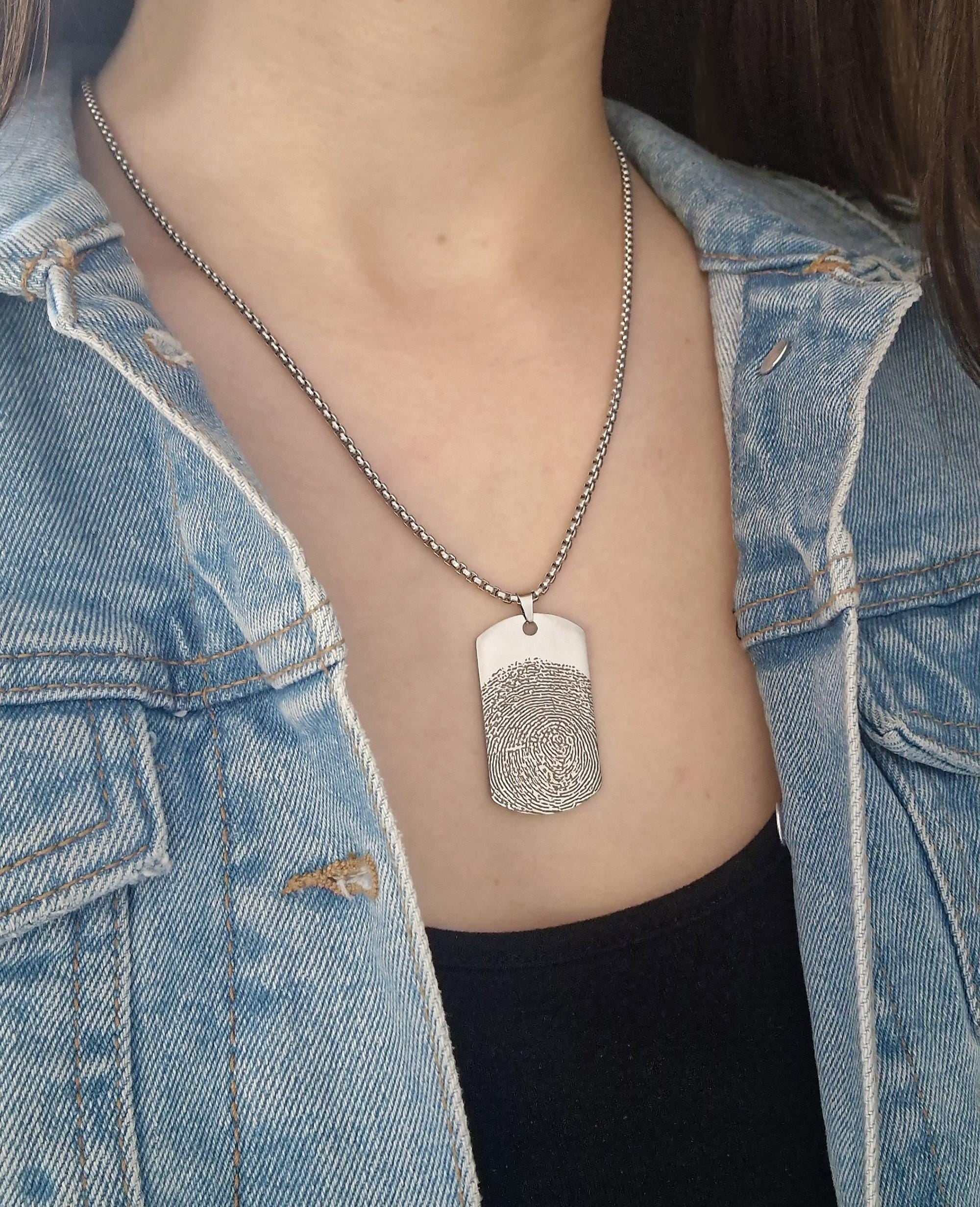 Individualus atspaudo ir rašysenos atminimo kaklo papuošalas vyrams, Tėvo netekties pakabukas sūnui, Personalizuotas atminimas jam, Gedulo dovana, S-044