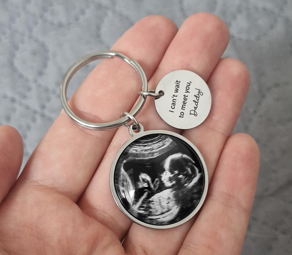 Personalizuotas kūdikio ultragarso raktų pakabukas, kūdikio skenavimo ultragarso nuotraukos raktų pakabukas, dovana būsimam tėčiui, laukiant kūdikio, S-009
