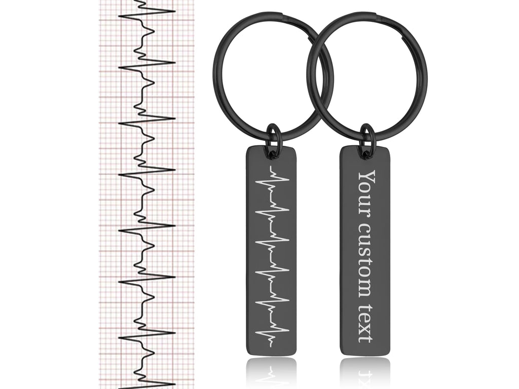 Graviruotas širdies plakimo raktų pakabukas, personalizuotas kūdikio kardiogramos ar garso bangos raktų pakabukas, dovana būsimam tėčiui, individualus atminimo suvenyras, S-099
