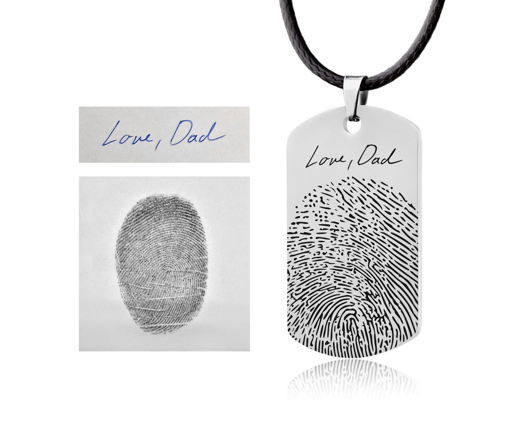 Atspaudų ir ranka rašyto teksto atminimo karoliai vyrams, personalizuota gedulo dovana jam, Tėvo netektis, pagal užsakymą graviruotas atminimo papuošalas, S-045
