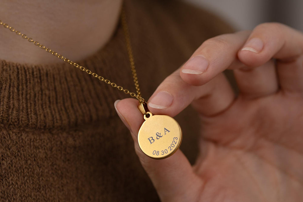 Individualizuotas gimimo mėnulio fazės aukso karoliai moterims, jubiliejiniai papuošalai, gimtadienio dovana paauglei merginai, personalizuota dovana mamai, S-003