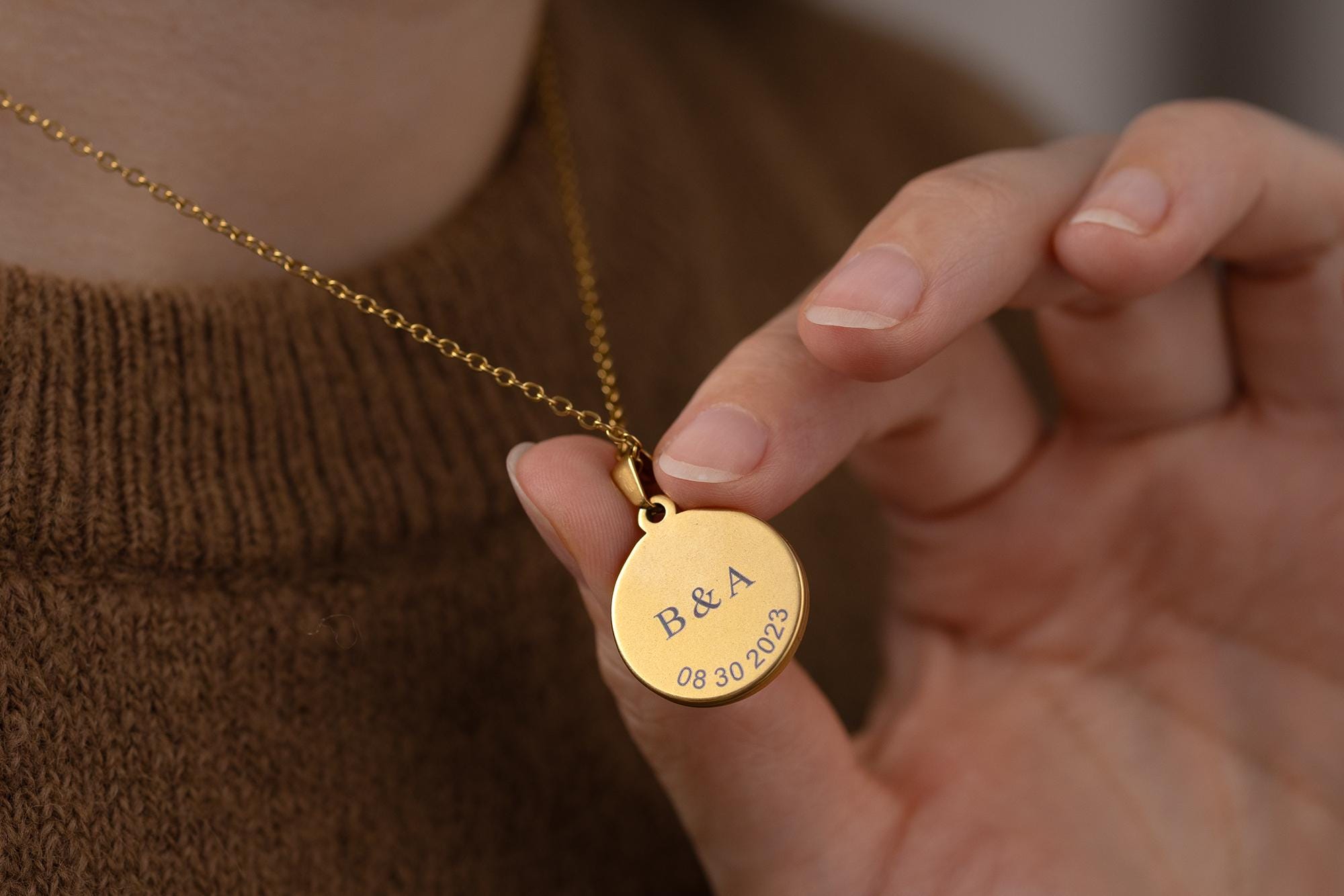 Individualizuotas gimimo mėnulio fazės aukso karoliai moterims, jubiliejiniai papuošalai, gimtadienio dovana paauglei merginai, personalizuota dovana mamai, S-003