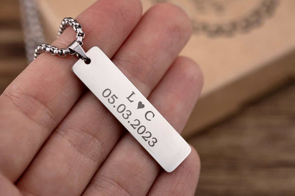 Žvaigždėlapio kaklo papuošalas jam, pagal užsakymą graviruotas kaklo papuošalas, naktinio dangaus pakabukas, personalizuotas vertikalios juostelės kaklo papuošalas vyrams, metinių dovana, S-255