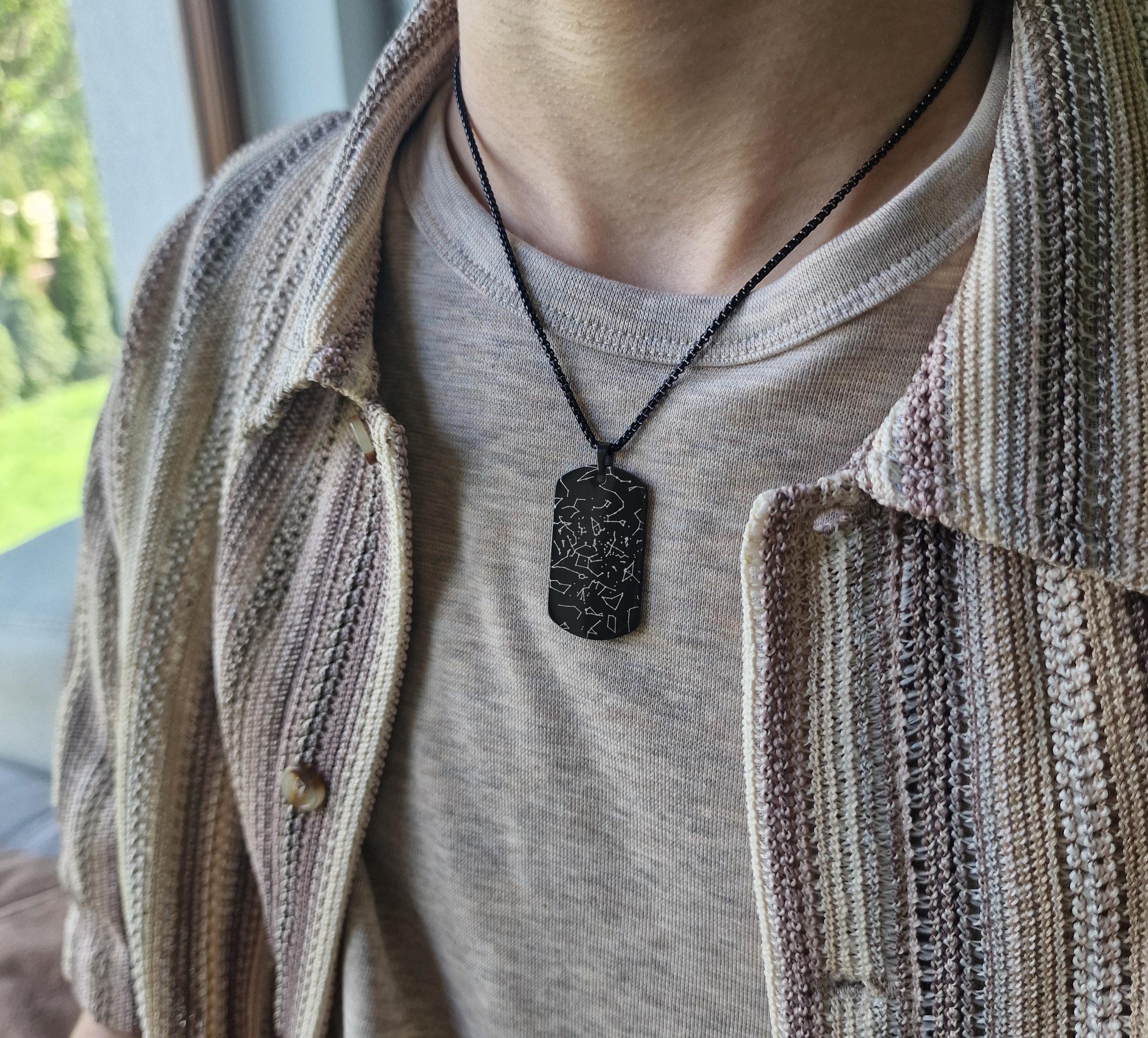 Vyriškas rankraščio ir pirštų atspaudų atminimo vėrinys, personalizuotas suvenyras vyrams, Tėvo netekties pakabukas sūnui, liūdesio dovana, S-046