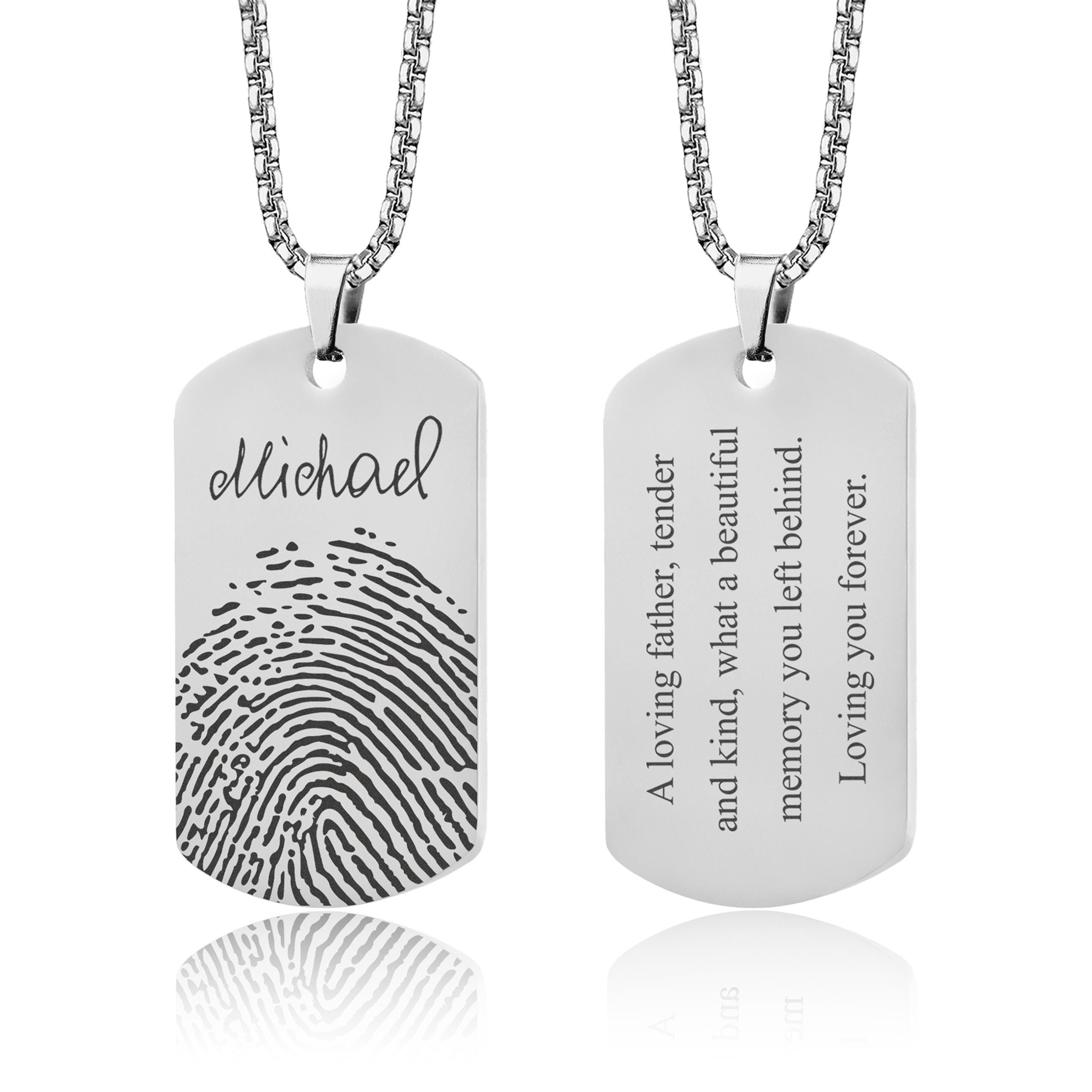 Individualus atspaudo ir rašysenos atminimo kaklo papuošalas vyrams, Tėvo netekties pakabukas sūnui, Personalizuotas atminimas jam, Gedulo dovana, S-044