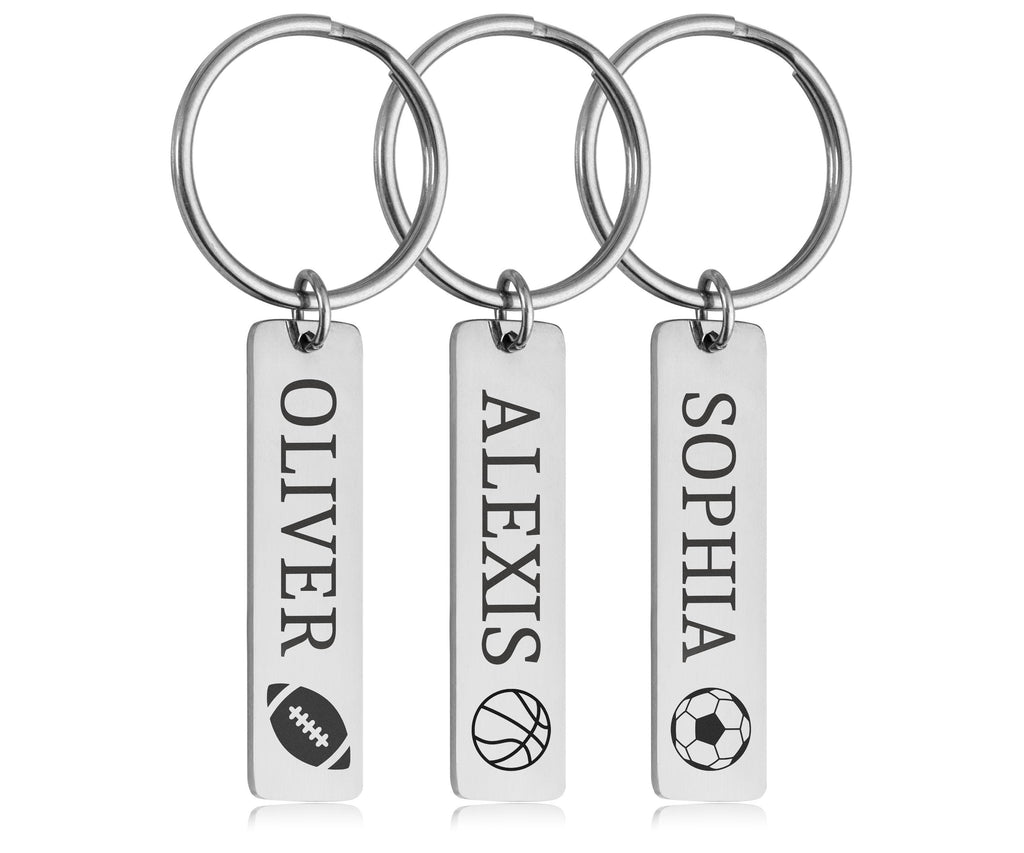 Graviruotas raktų pakabukas su vardu ir simboliu – personalizuotas raktų pakabukas vaikams, dviratininkams, dviračių sporto gerbėjams, beisbolo, futbolo žaidėjams, S-256