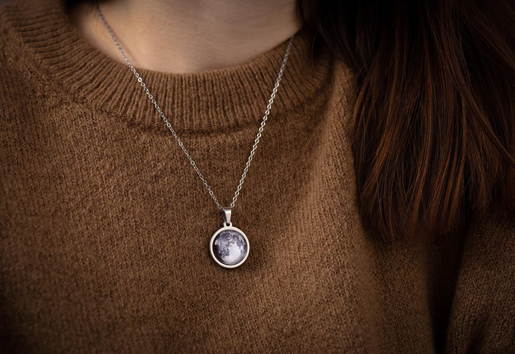 Individualizuotas gimimo mėnulio fazės aukso karoliai moterims, jubiliejiniai papuošalai, gimtadienio dovana paauglei merginai, personalizuota dovana mamai, S-003