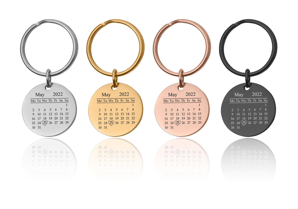 Personalizuotas žvaigždžių žemėlapis pagal datą raktų pakabukas, graviruotas kalendoriaus naktinio dangaus raktų pakabukas, individualizuotas žvaigždžių žemėlapio jubiliejaus gimtadienio dovana jai, S-085