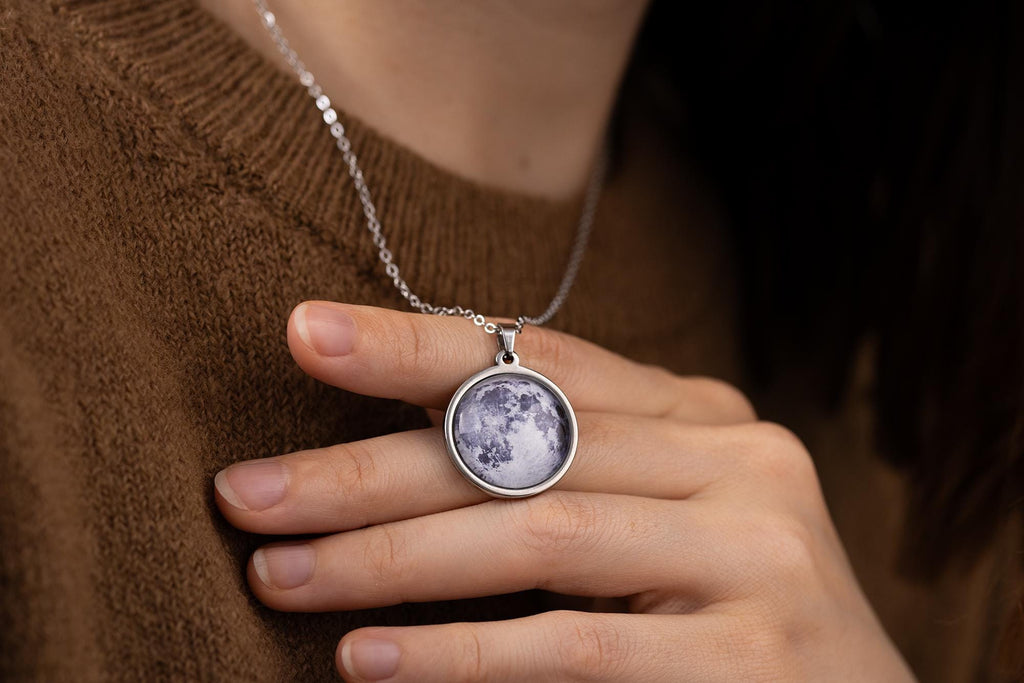 Myliu tave iki mėnulio ir atgal, dvipusis individualizuotas mėnulio fazių vėrinys, personalizuoti mėnulio papuošalai moterims, gimtadienio dovana jai, S-072