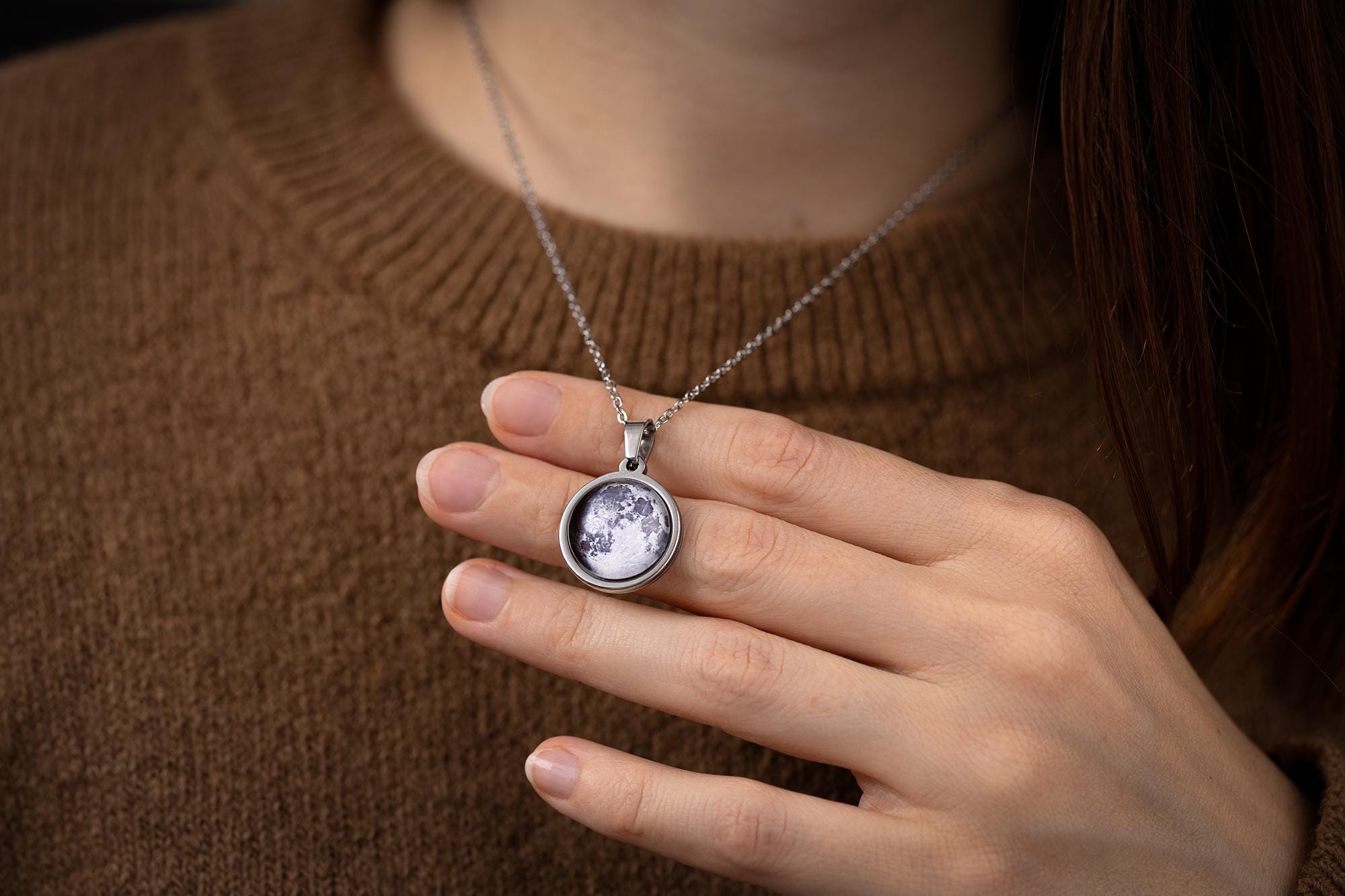 Individualizuotas gimimo mėnulio fazės aukso karoliai moterims, jubiliejiniai papuošalai, gimtadienio dovana paauglei merginai, personalizuota dovana mamai, S-003