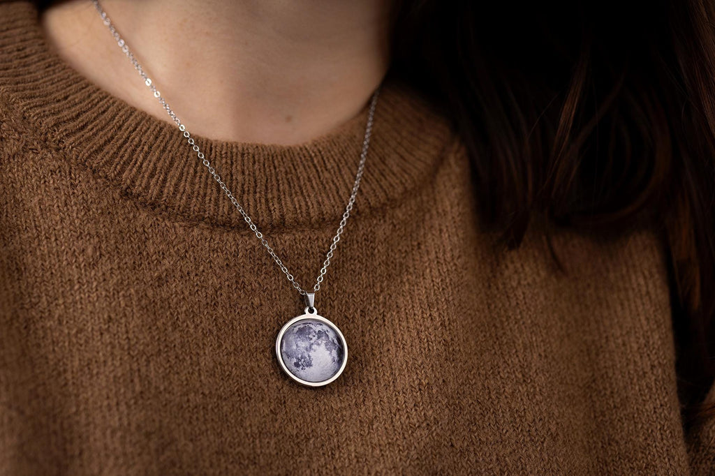 Myliu tave iki mėnulio ir atgal, dvipusis individualizuotas mėnulio fazių vėrinys, personalizuoti mėnulio papuošalai moterims, gimtadienio dovana jai, S-072