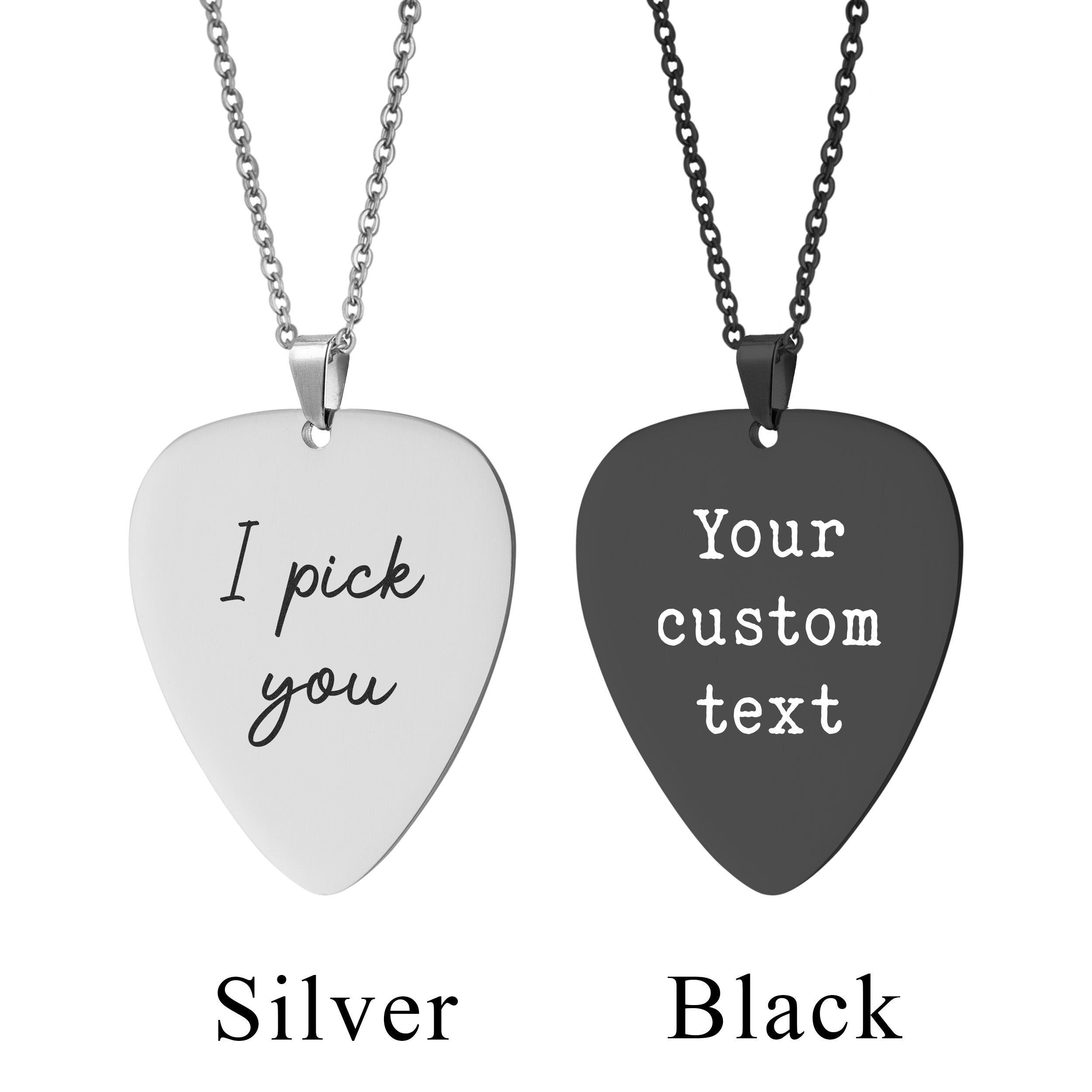 Personalizuotas gitaros mediatoriaus vėrinys, dovana vaikinui, merginai, gitaristui, muzikantui ar muzikos mylėtojui, graviruotas sidabrinis papuošalas, S-018