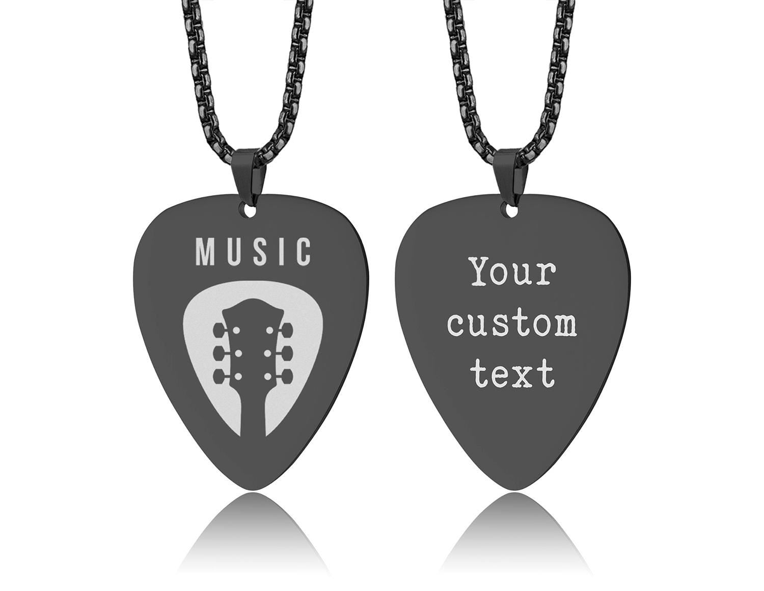 Individualizuotas gitaros mediatoriaus formos pakabukas su jūsų logotipu ir pasirenkamu graviravimu nugarėlėje – suasmeninta dovana grupės nariui, gitaristui ar muzikantui, S-264